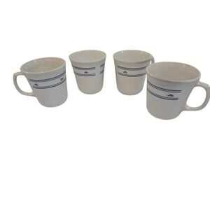 4 Vintage 1980s Corelle/Corning Country Hearts Coffee Cups 3 5/8"H x 3 1/4"W EUC